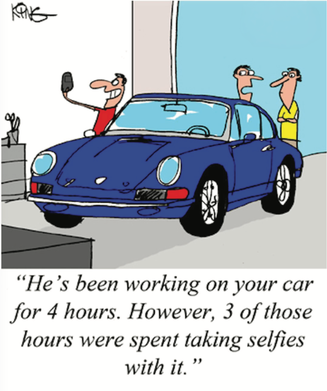 Cartoon: Porsche service selfie