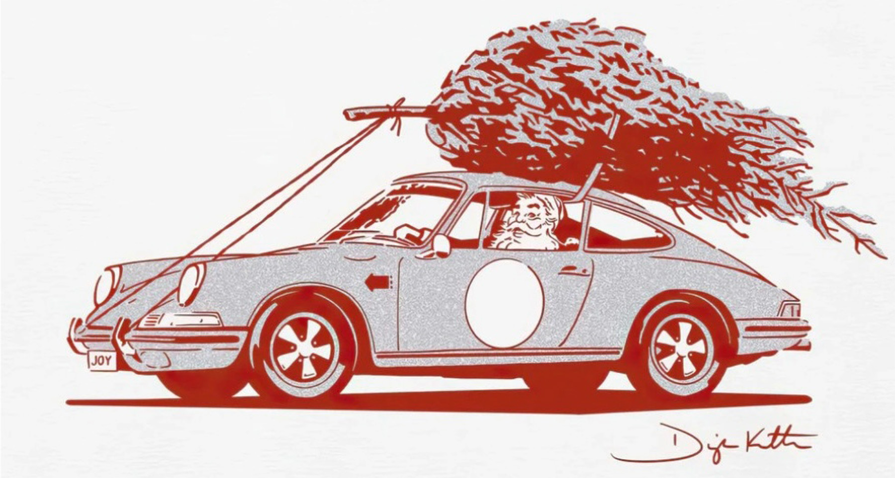Porsche with Christmas Tree